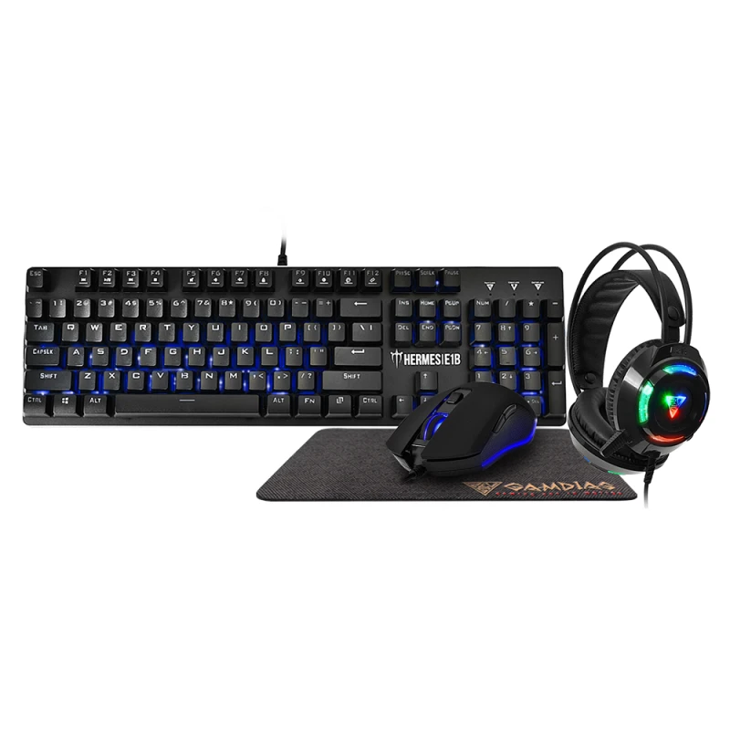 KIT GAMER BULK GAMDIAS HEADSET RGB ALAMBRICA USB Y MOUSEPAD