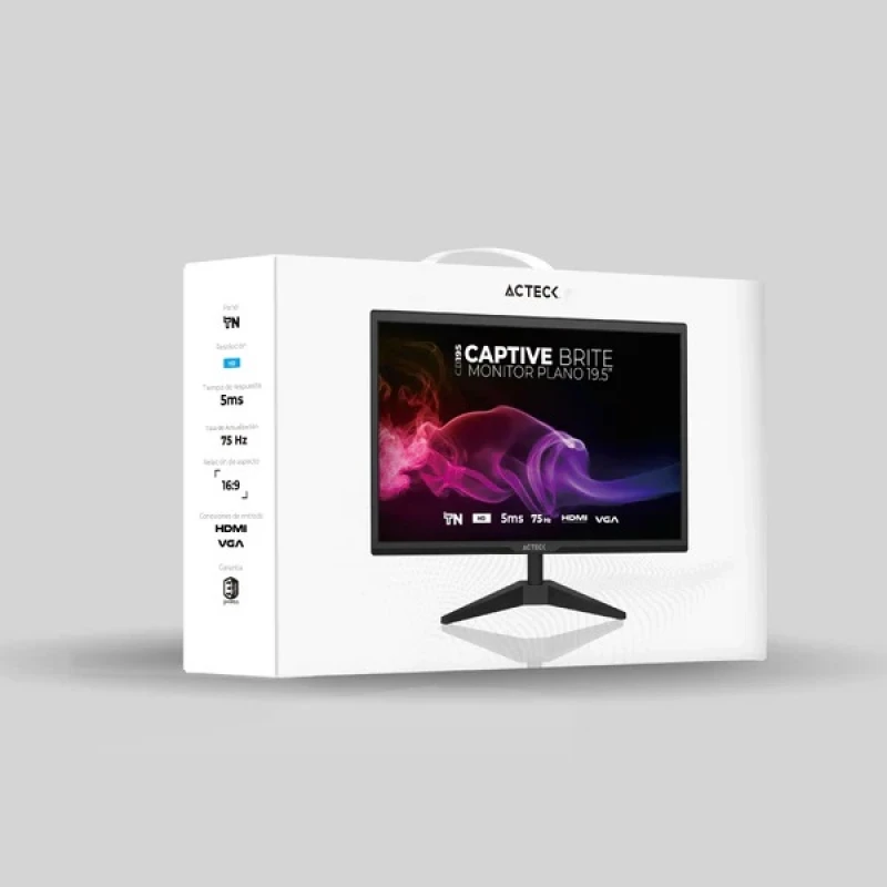 MONITOR ACTECK CAPTIVE BRITE 19.5" /HD/75Hz/VGA/HDMI NEGRO (AC-939409)