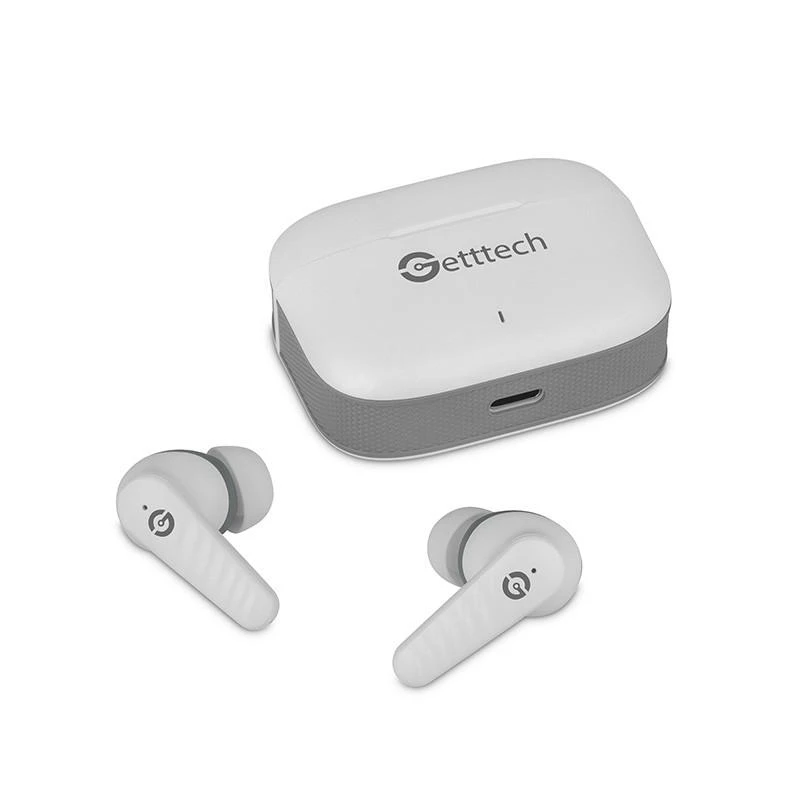 AUDIFONOS EARBUD GETTTECH BLUETOOTH WHITE/GRAY GUE-T8PBL-WG