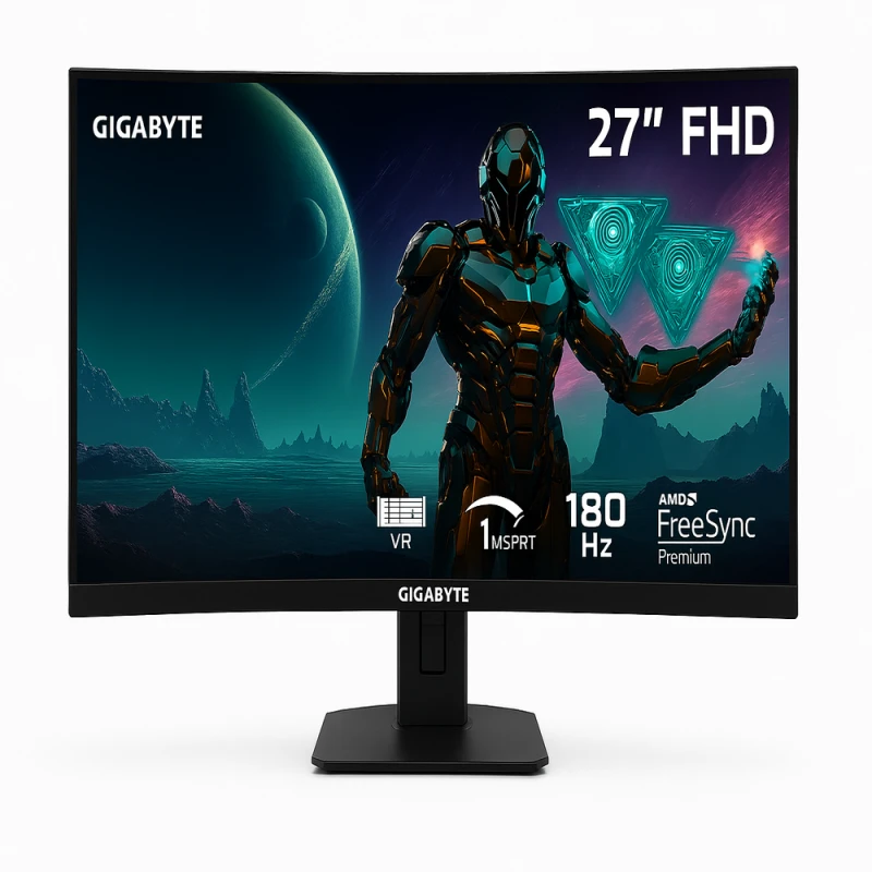 MONITOR GAMER CURVO GIGABYTE GS27FC LCD 27" 1920X1080 FHD FREESYNC 180HZ HDMI/DISPLAYPORT NEGRO